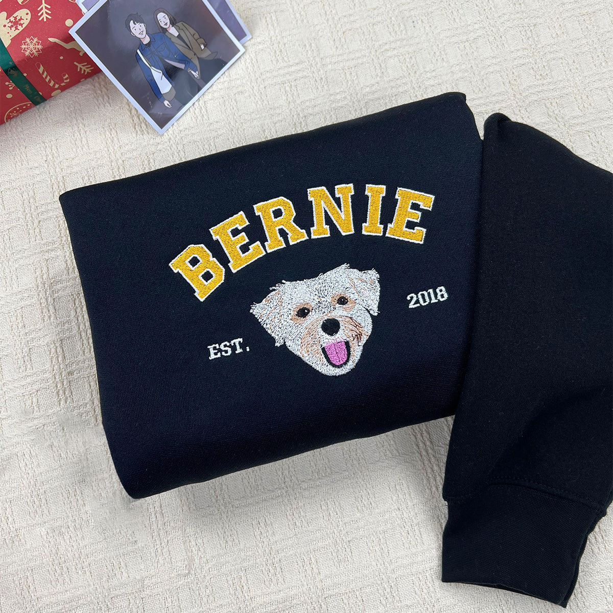 Custom Pet Portrait Cozy Pet Lover's Embroidered Pullover Embroidered Pet Memory Sweatshirt