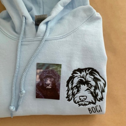 Custom Pet Portrait Sweatshirt - Artistic Outline Embroidery