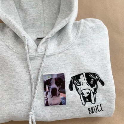 Custom Pet Portrait Sweatshirt - Artistic Outline Embroidery