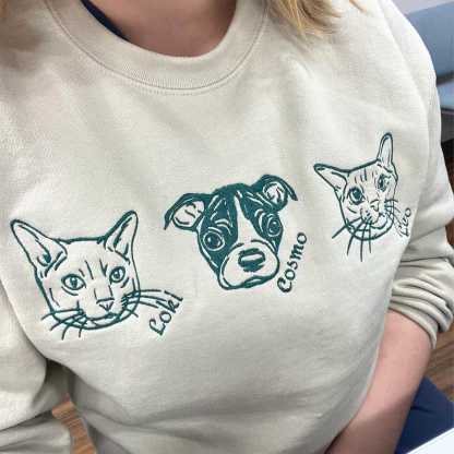 Embroidered Pet Portrait Hoodie | Custom Dog & Cat Sweatshirt