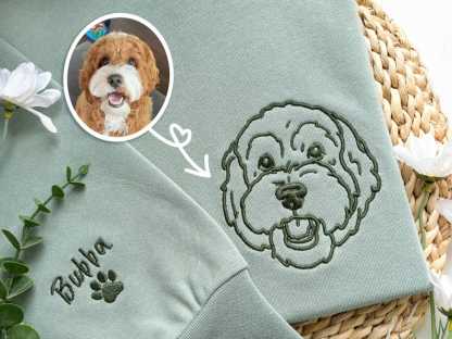 Embroidered Pet Portrait Hoodie | Custom Dog & Cat Sweatshirt