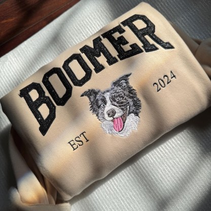 Custom Pet Face And Pet Name Embroidered Sweatshirt Gilter, Pet Sweatshirt, Christmas