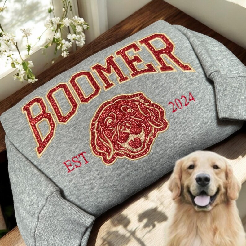 Custom Embroidered Varsity Style Dog Sweatshirt