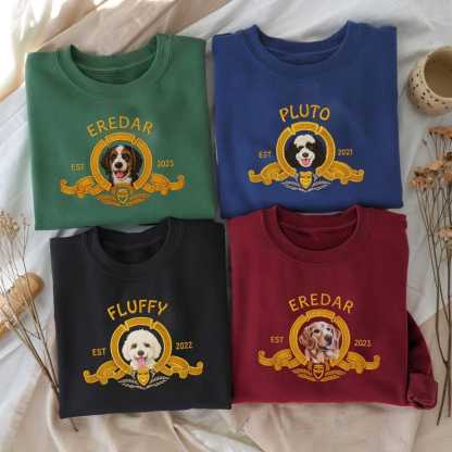 Custom Embroidered Pet Photo And Name Sweatshirts, Perfect Gifts For Dog Moms And Dads