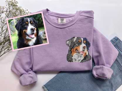 Embroidered Pet Portrait Hoodie | Custom Dog & Cat Sweatshirt