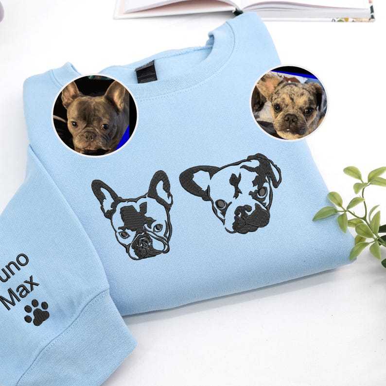 Embroidered Pet Portrait Hoodie | Custom Dog & Cat Sweatshirt