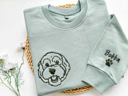 Embroidered Pet Portrait Hoodie | Custom Dog & Cat Sweatshirt