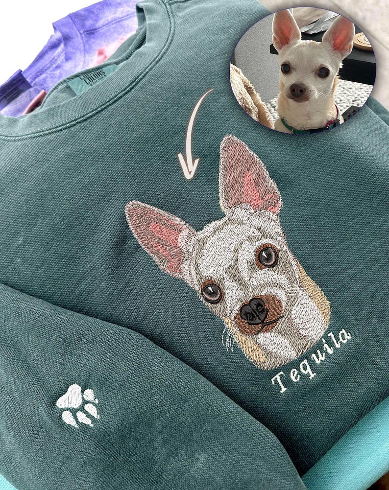 Embroidered Pet Portrait Hoodie | Custom Dog & Cat Sweatshirt