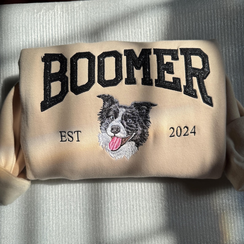 Custom Pet Face And Pet Name Embroidered Sweatshirt Gilter, Pet Sweatshirt, Christmas