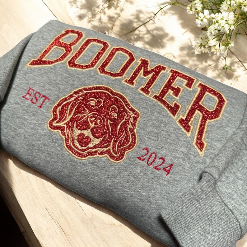 Custom Embroidered Varsity Style Dog Sweatshirt
