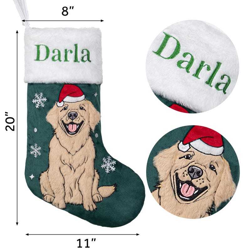 Personalized Velvet Pet Christmas Stockings with Embroidered Name – Family Holiday Decoration