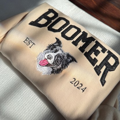 Custom Pet Face And Pet Name Embroidered Sweatshirt Gilter, Pet Sweatshirt, Christmas