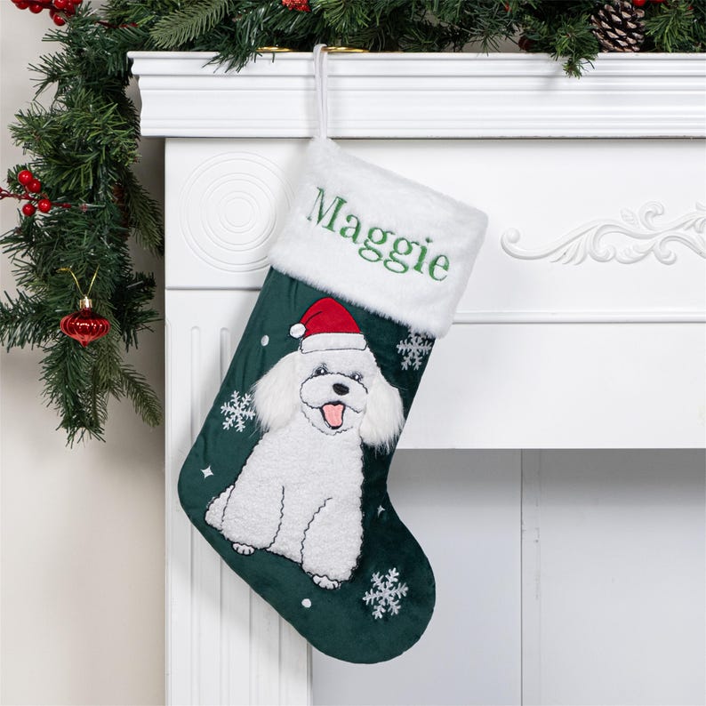 Personalized Velvet Pet Christmas Stockings with Embroidered Name – Family Holiday Decoration