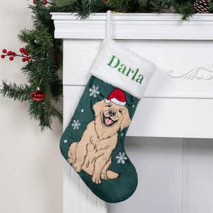 Personalized Velvet Pet Christmas Stockings with Embroidered Name – Family Holiday Decoration