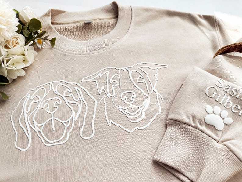 Custom Pet Portraits Puff Sweatshirts,Gifts For Mom Dogs