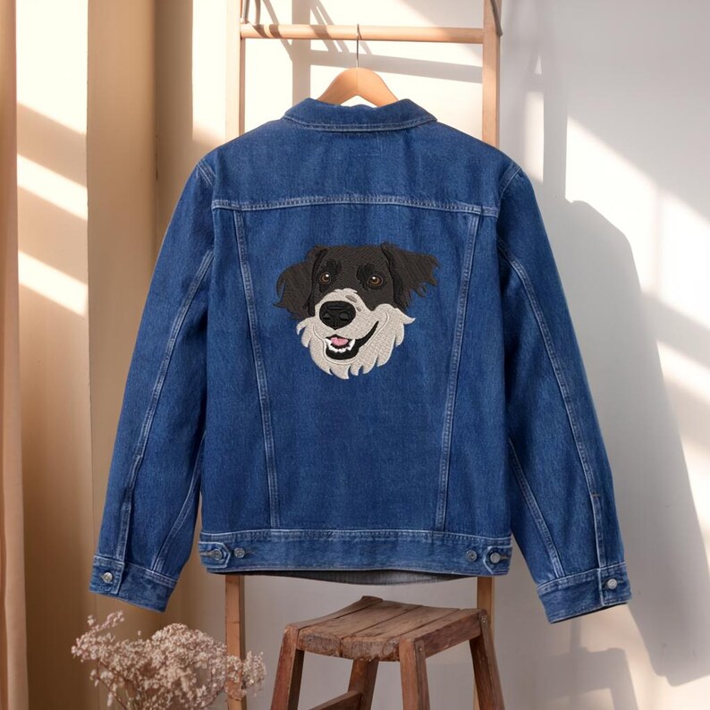 Custom Pet Memorial Embroidered Denim Jacket, Pet Lover Gift, Dog Mom Gift