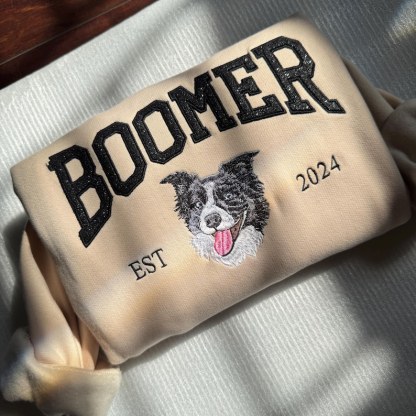 Custom Pet Face And Pet Name Embroidered Sweatshirt Gilter, Pet Sweatshirt, Christmas