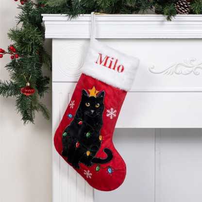 Personalized Velvet Pet Christmas Stockings with Embroidered Name – Family Holiday Decoration