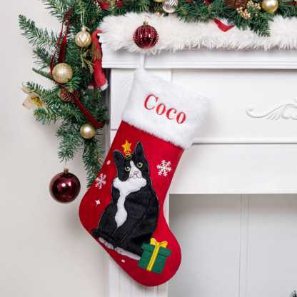 Personalized Velvet Pet Christmas Stockings with Embroidered Name – Family Holiday Decoration