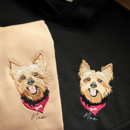 Custom Pet Color Embroidered Sweatshirt T-Shirt - Multiple Pet Portraits Available