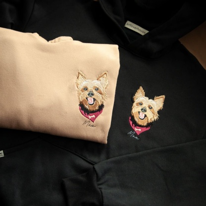 Custom Pet Color Embroidered Sweatshirt T-Shirt - Multiple Pet Portraits Available