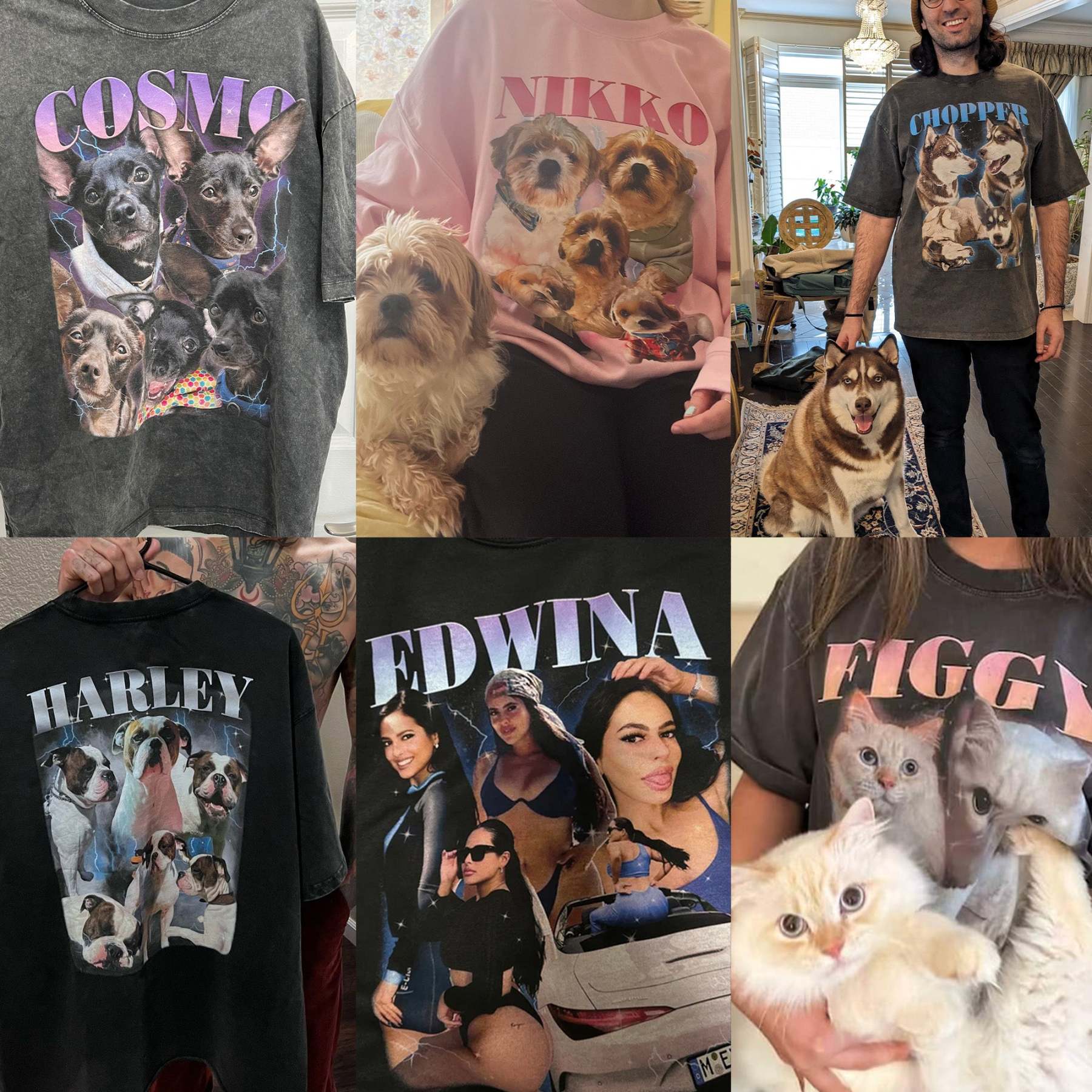 🐾✨Paw-some Style, Tail-Wagging Fun! - Custom Printing Vintage Hip Hop Vintage Pet Sweatshirt