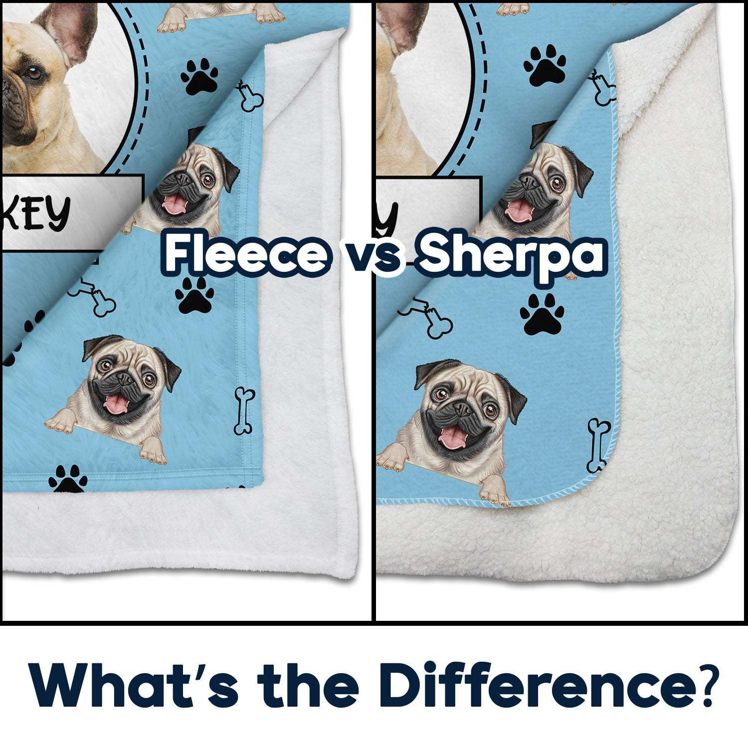 Personalized Picture Blanket with Bones And Footprints Pattern Cute Present for Pet Lover