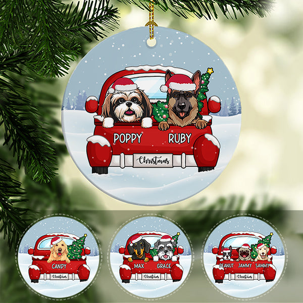  Christmas and Dogs Personalized Circle Ornaments Custom Gift for Dog Lovers 