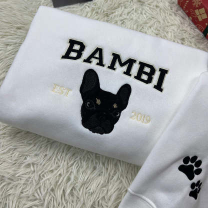 Custom Pet Portrait Cozy Pet Lover's Embroidered Pullover Embroidered Pet Memory Sweatshirt