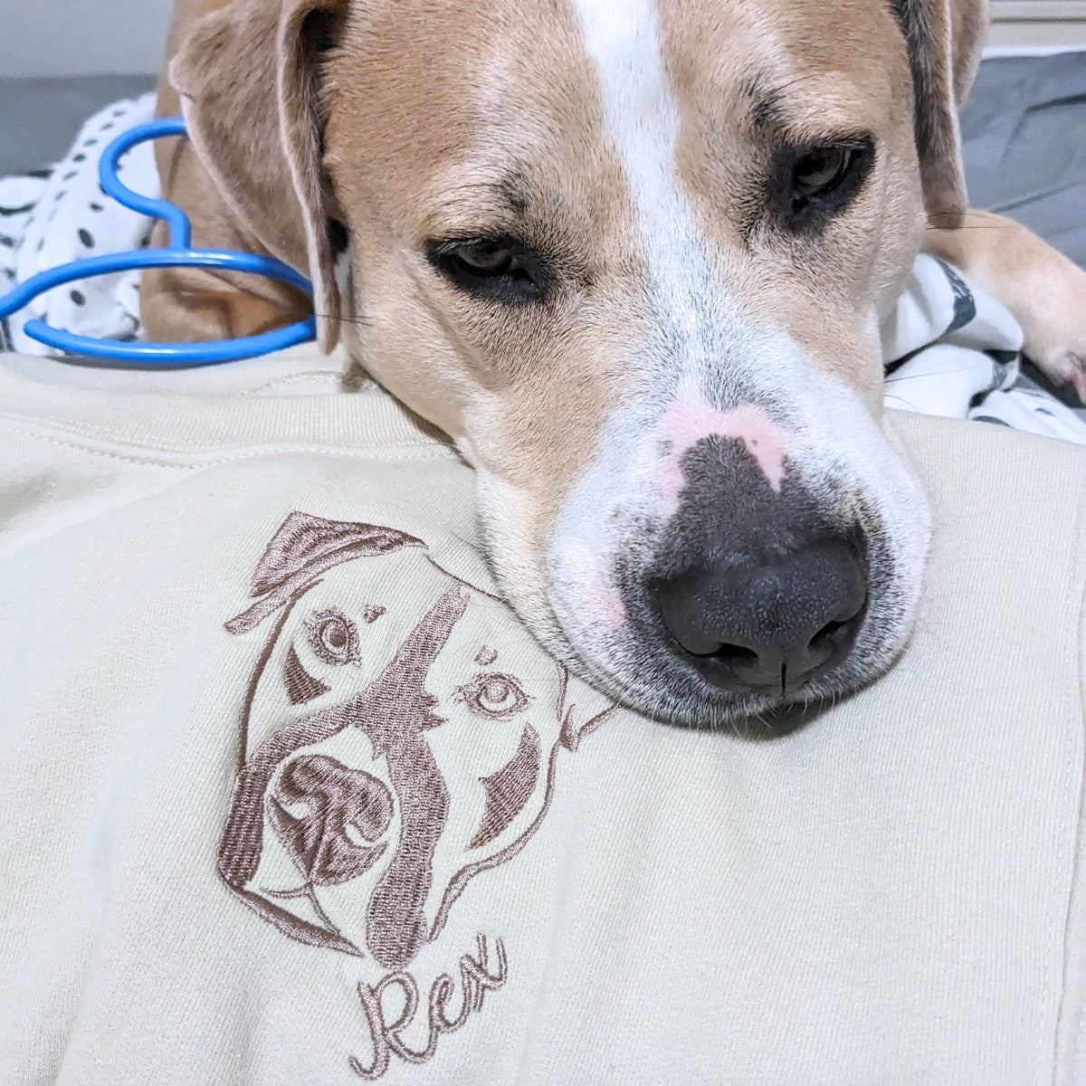 Custom Pet Portrait Embroidered Sweatshirt, Hoodie with Artistic Outline