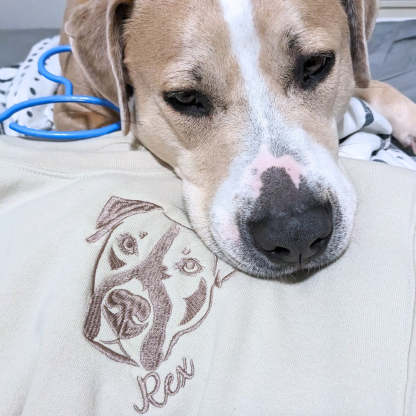 Custom Pet Portrait Embroidered Sweatshirt, Hoodie with Artistic Outline