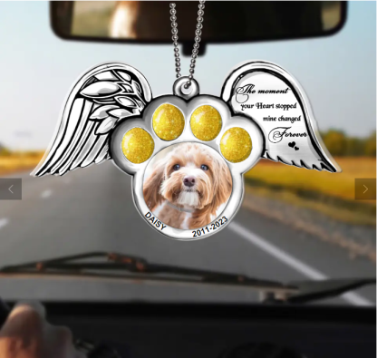 Custom Personalized Memorial Dog Wings Aluminum/ Acrylic Ornament - Memorial Gift Idea For Christmas