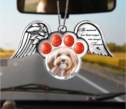 Custom Personalized Memorial Dog Wings Aluminum/ Acrylic Ornament - Memorial Gift Idea For Christmas
