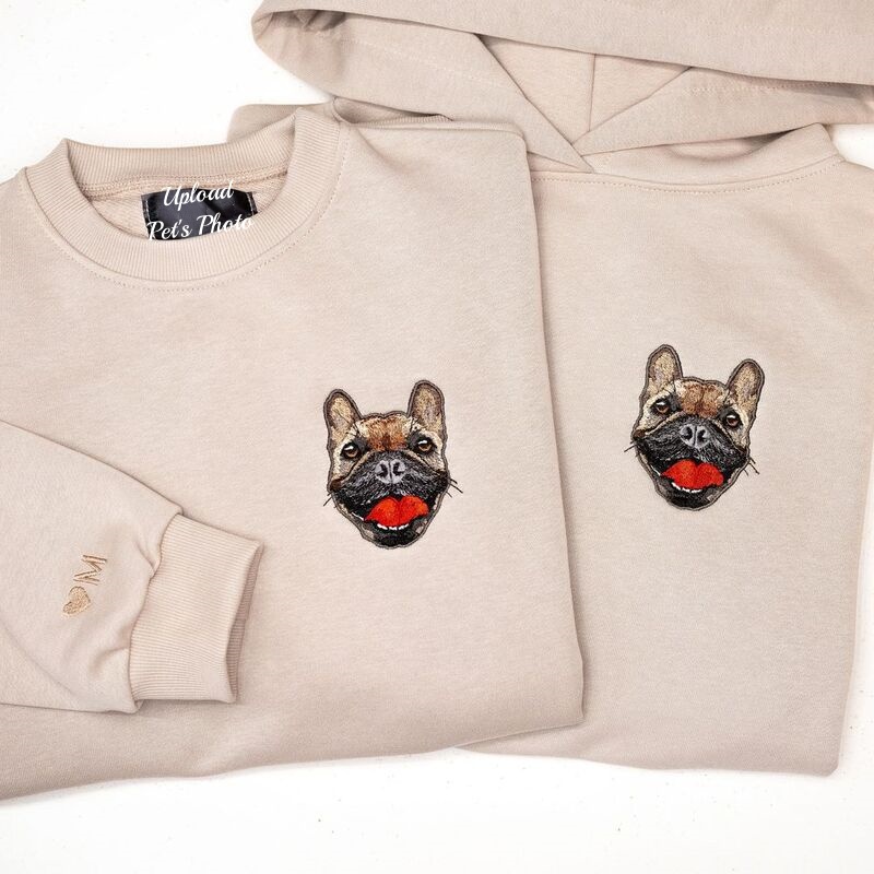 Personalized Pet Portrait Embroidered Sweatshirt Hoodie T-shirt 