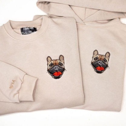 Personalized Pet Portrait Embroidered Sweatshirt Hoodie T-shirt 