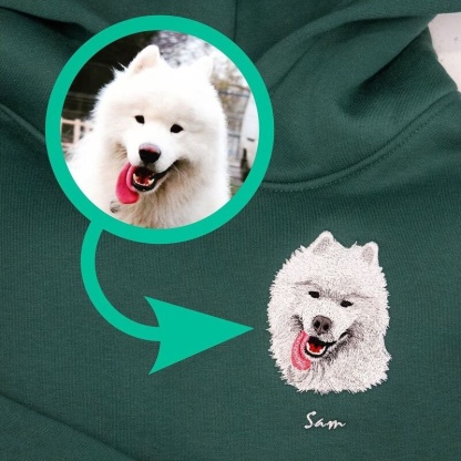 Personalized Pet Portrait Embroidered Sweatshirt Hoodie T-shirt 