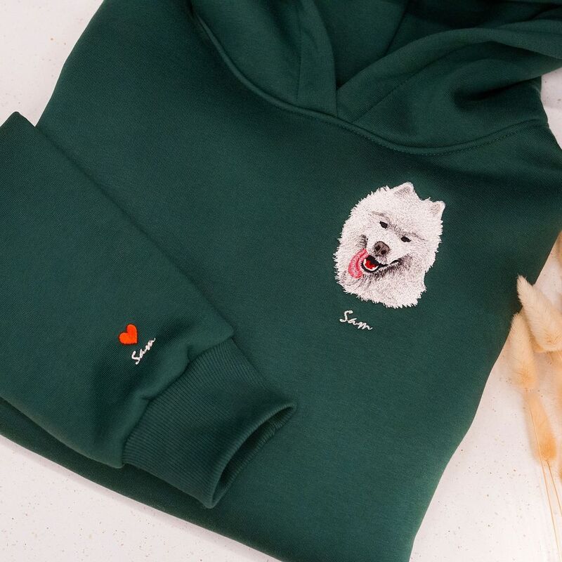 Personalized Pet Portrait Embroidered Sweatshirt Hoodie T-shirt 