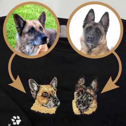 Personalized Pet Portrait Embroidered Sweatshirt Hoodie T-shirt 