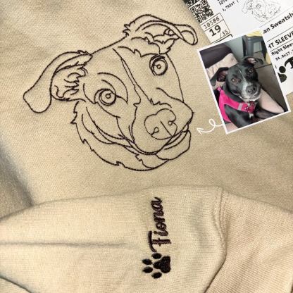 Custom Pet Portrait Embroidered Hoodie Using Pet Photo