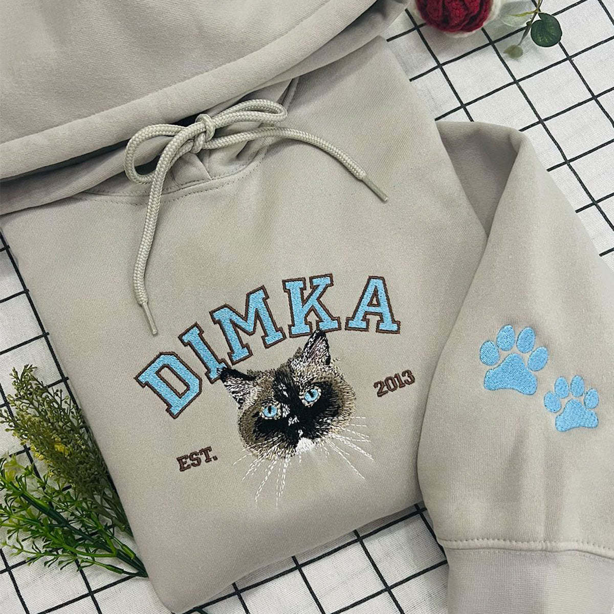 Custom Pet Portrait Cozy Pet Lover's Embroidered Pullover Embroidered Pet Memory Sweatshirt