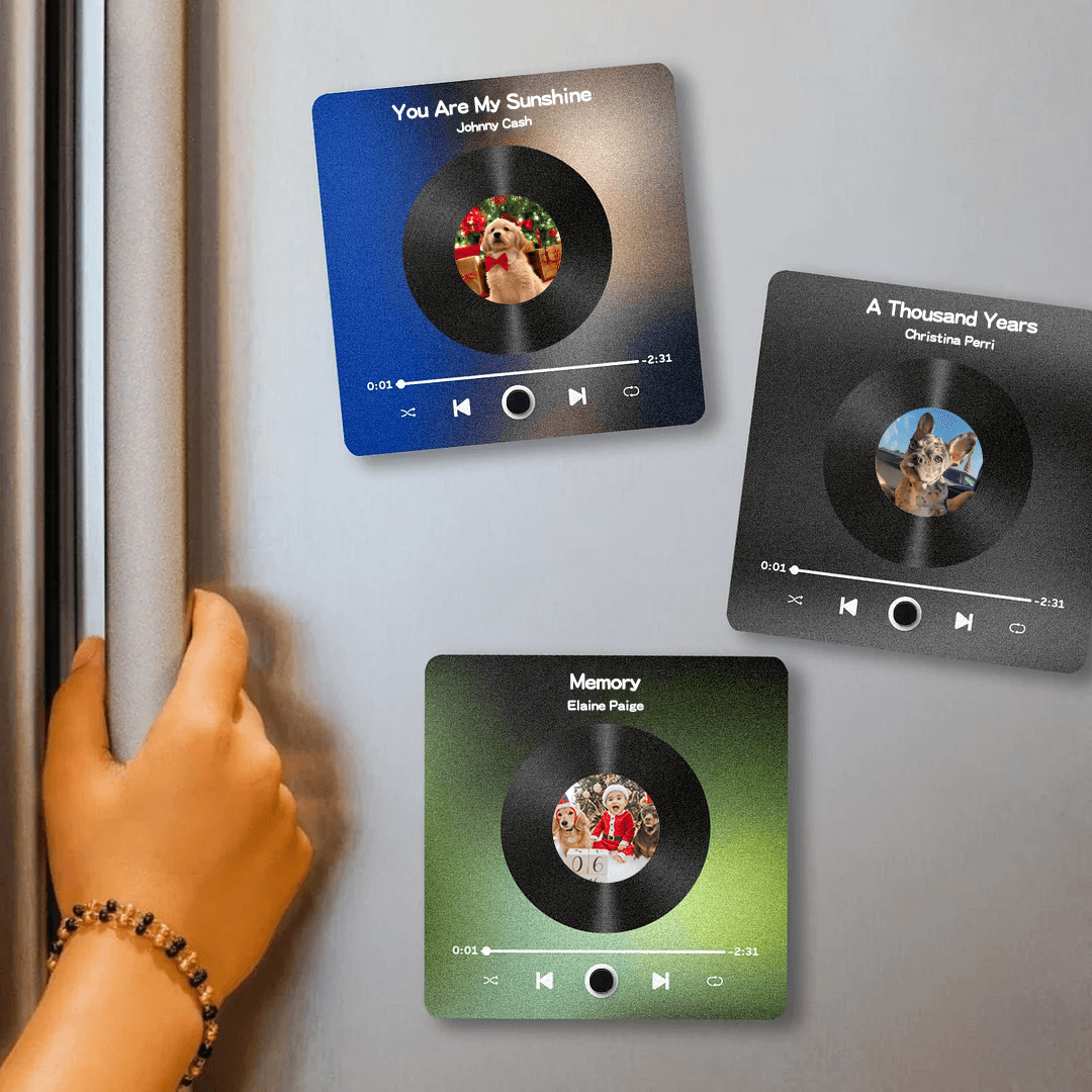 🎄🐾Turn Up the Cheer with Your Pet’s Smile – Custom Pet Photo Music Fridge Magnet – Perfect Christmas Gift for Pet Lovers