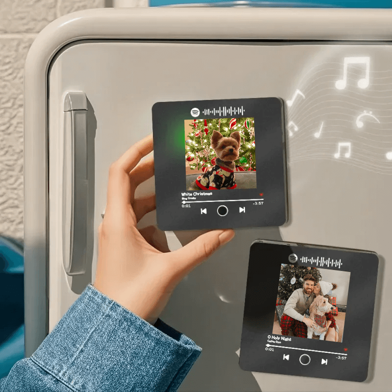 🎄🐾Turn Up the Cheer with Your Pet’s Smile – Custom Pet Photo Music Fridge Magnet – Perfect Christmas Gift for Pet Lovers