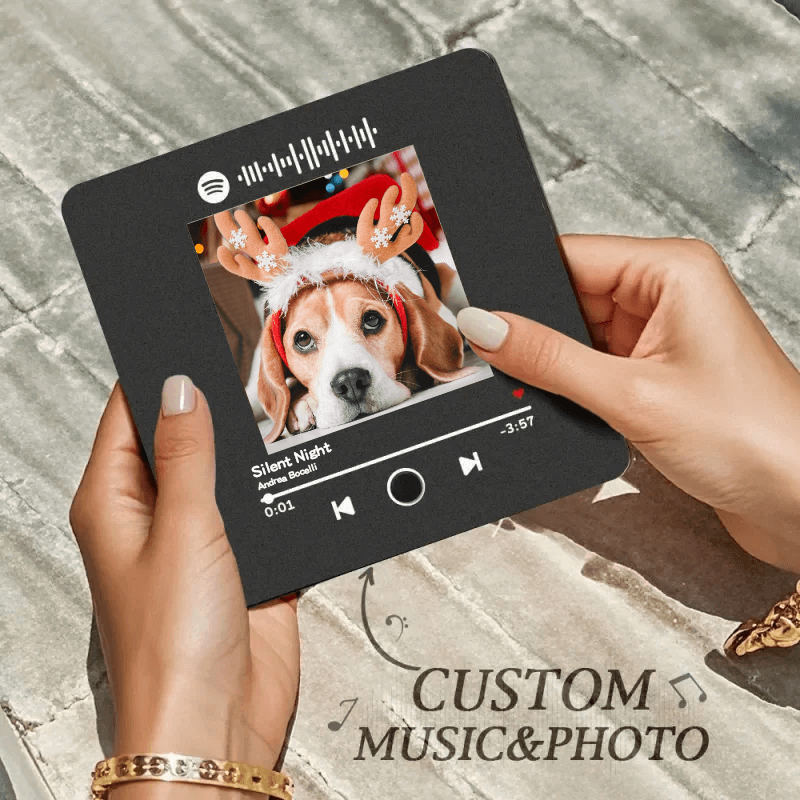 🎄🐾Turn Up the Cheer with Your Pet’s Smile – Custom Pet Photo Music Fridge Magnet – Perfect Christmas Gift for Pet Lovers