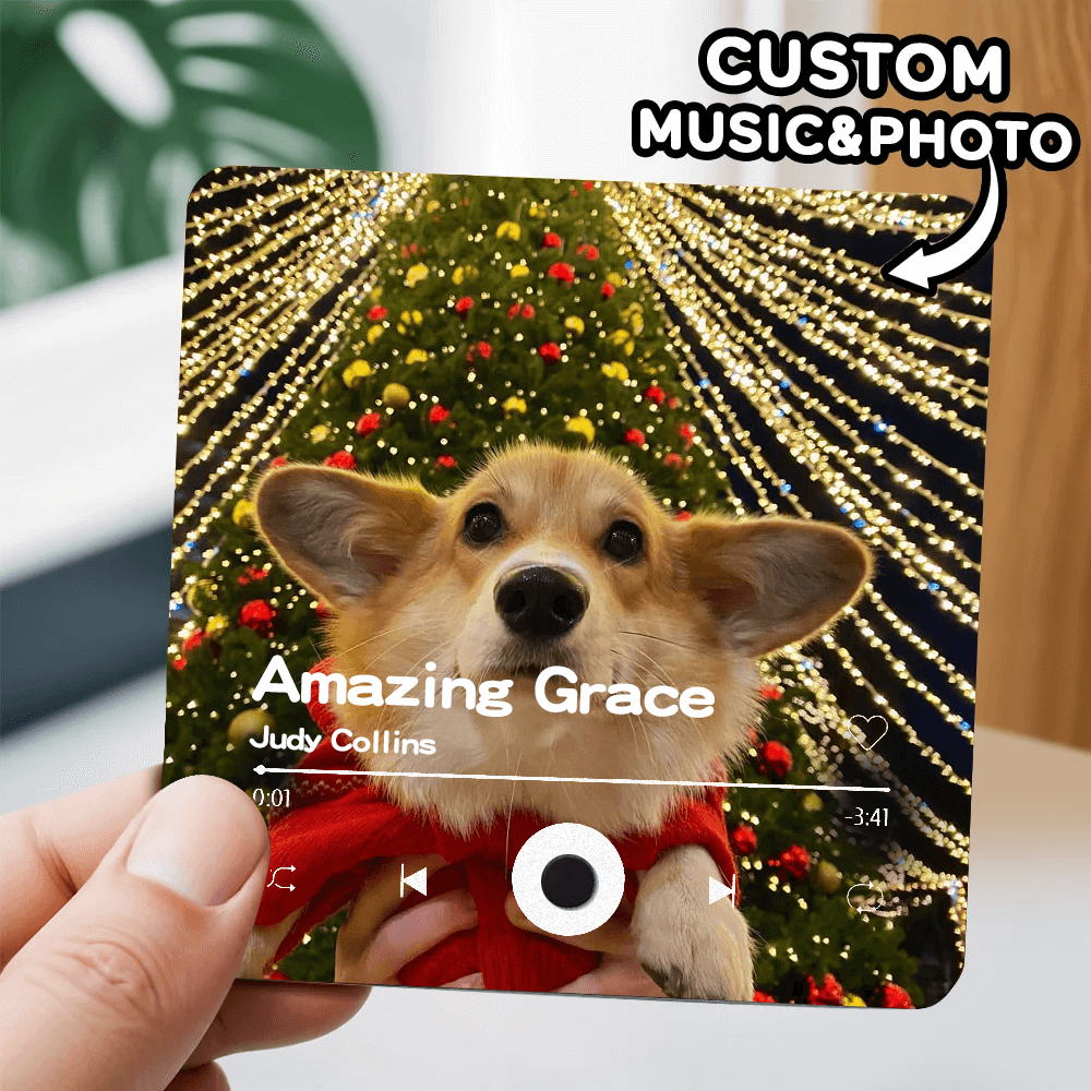 🎄🐾Turn Up the Cheer with Your Pet’s Smile – Custom Pet Photo Music Fridge Magnet – Perfect Christmas Gift for Pet Lovers