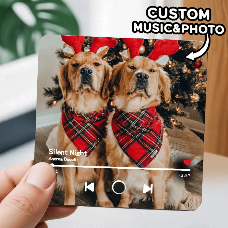 🎄🐾Turn Up the Cheer with Your Pet’s Smile – Custom Pet Photo Music Fridge Magnet – Perfect Christmas Gift for Pet Lovers