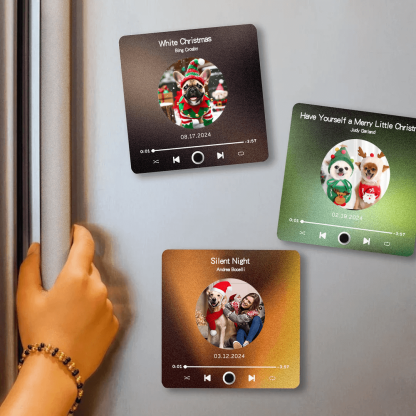 🎄🐾Turn Up the Cheer with Your Pet’s Smile – Custom Pet Photo Music Fridge Magnet – Perfect Christmas Gift for Pet Lovers