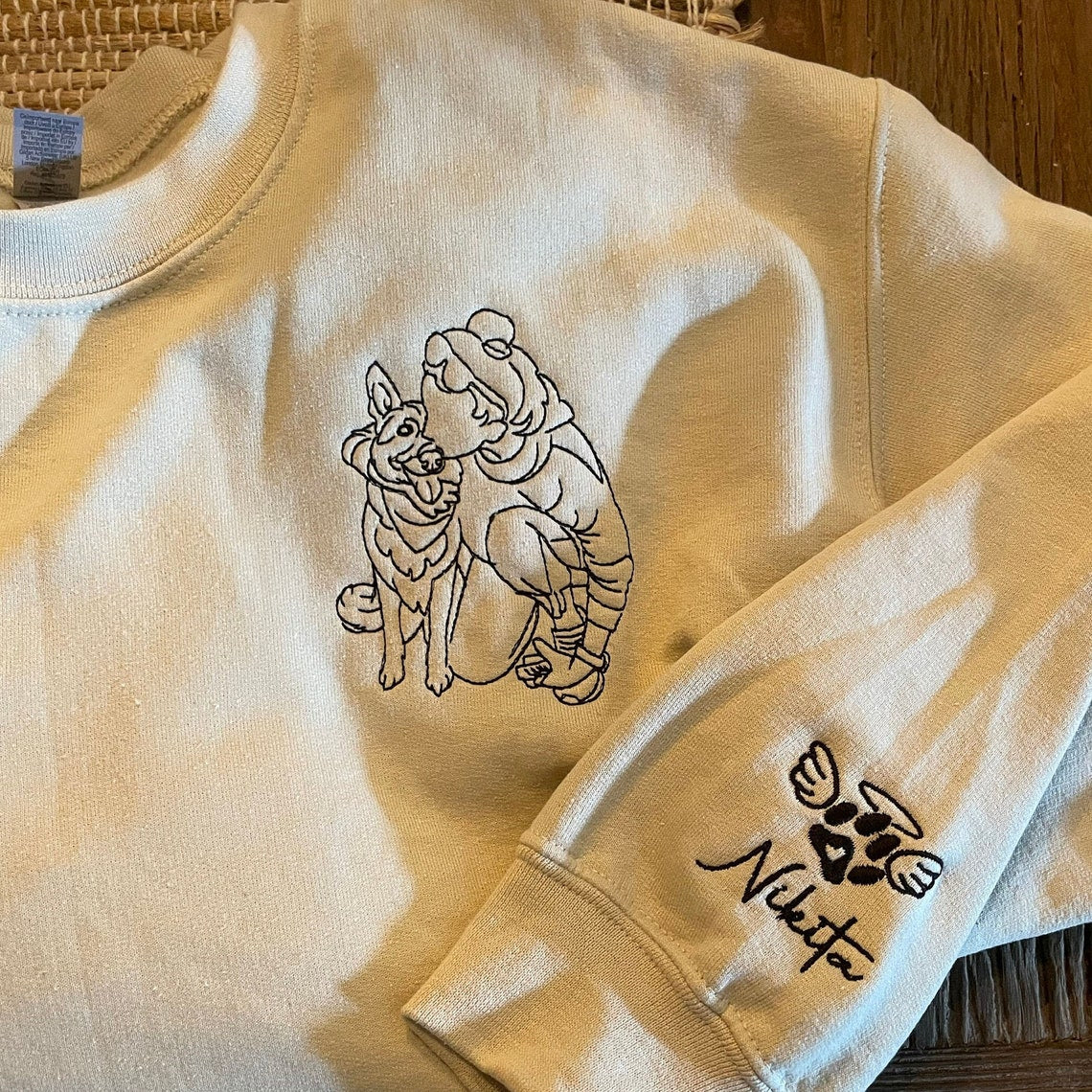 Personalized Embroidered Pet Portrait Sweatshirt for Pet Lovers