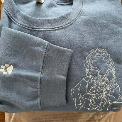 Personalized Embroidered Pet Portrait Sweatshirt for Pet Lovers