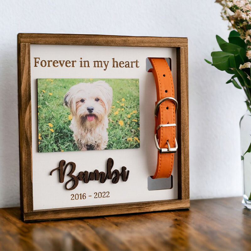 Mother's Day Gift Personalized Pet Collar Photo Frame Memorial Gift For Cute Pets