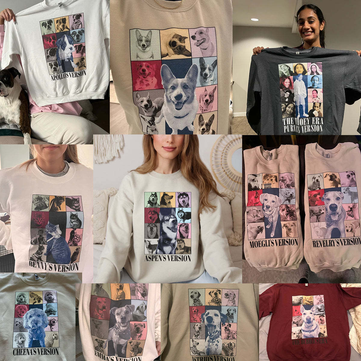 Custom Eras Tour Pet Shirt - Personalized Dog Crewneck with Custom Text and Photo
